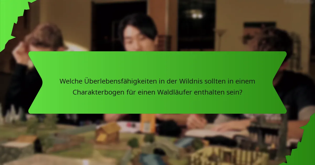 Welche Überlebensfähigkeiten in der Wildnis sollten in einem Charakterbogen für einen Waldläufer enthalten sein?