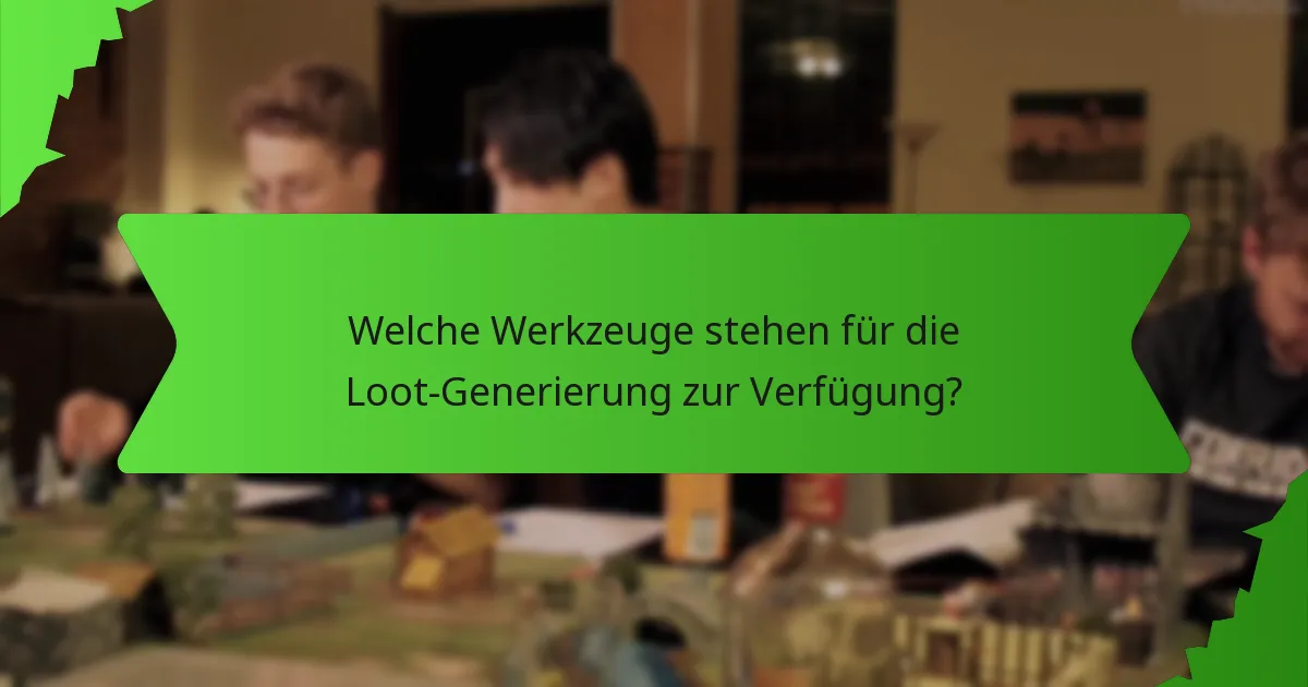 Welche Werkzeuge stehen für die Loot-Generierung zur Verfügung?