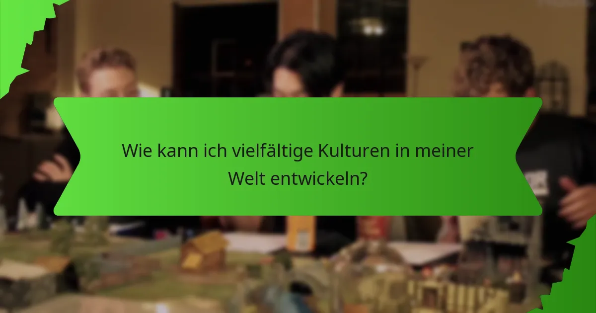 Wie kann ich vielfältige Kulturen in meiner Welt entwickeln?